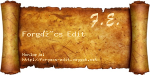 Forgács Edit névjegykártya